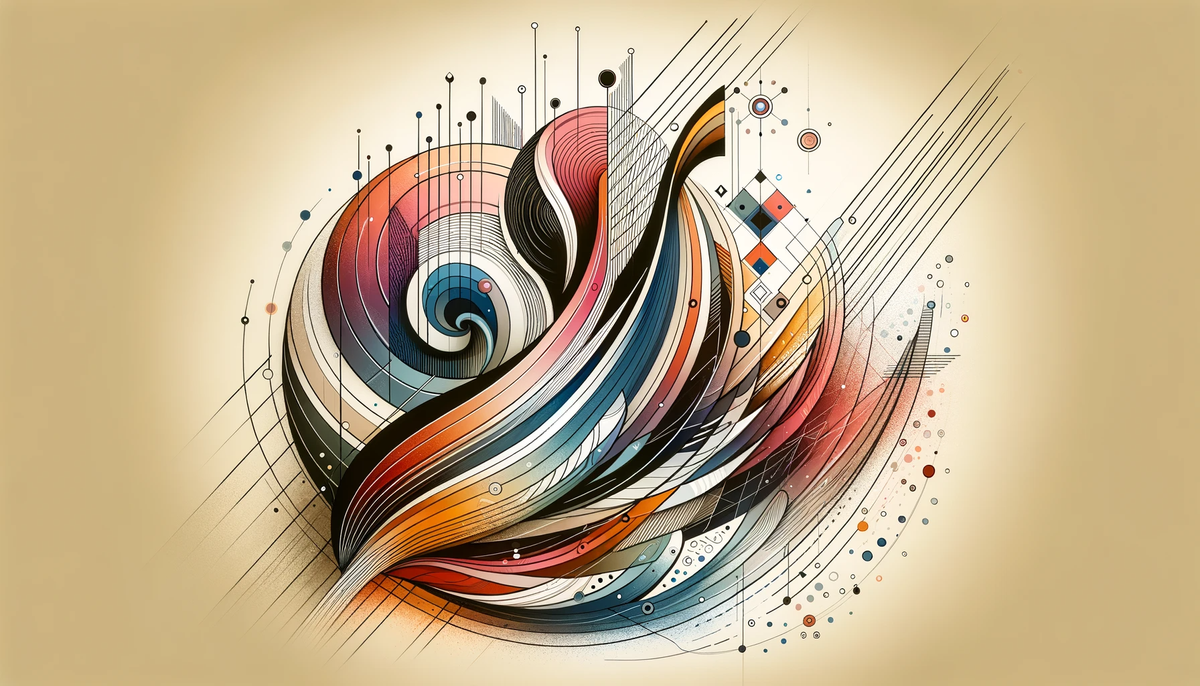 Abstract art symbolizing leadership growth, with ascending lines and warm-cool color blend.